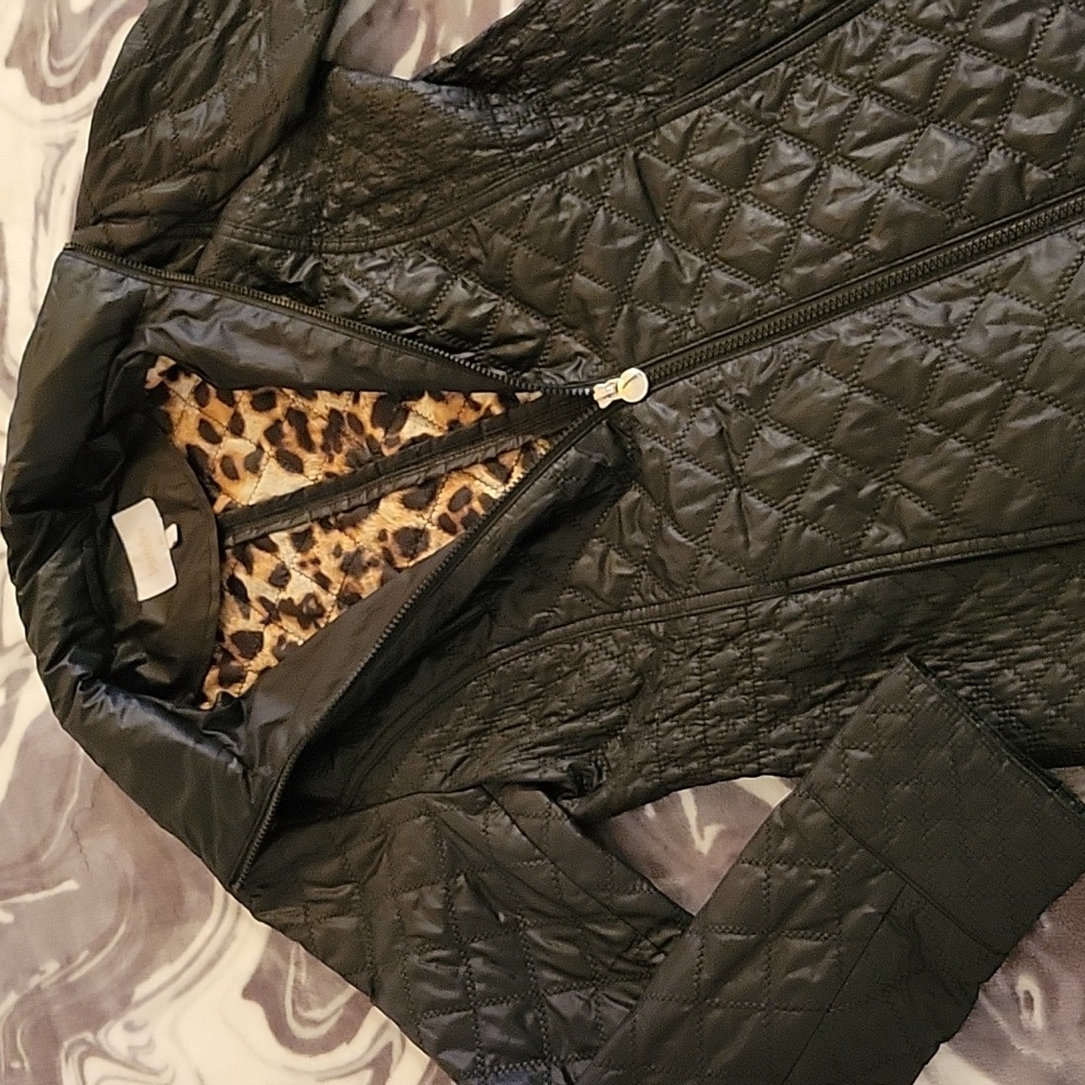 Laundry by Shelli Segal Black Diamond Quilted Fitted Packable Hood Coat
